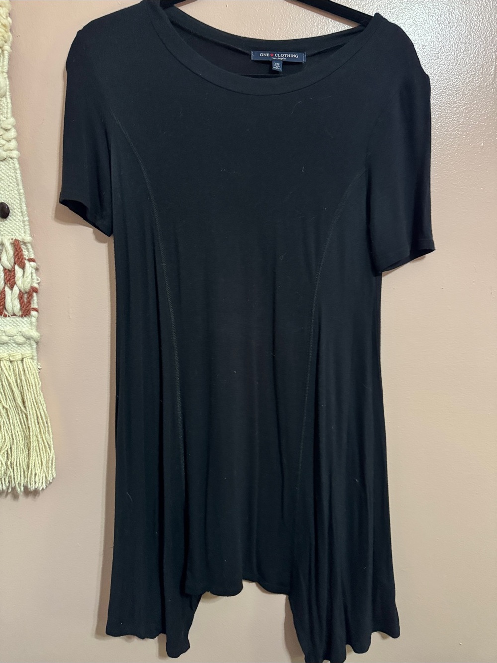one clothing Black Short-Sleeve Swing Dress
